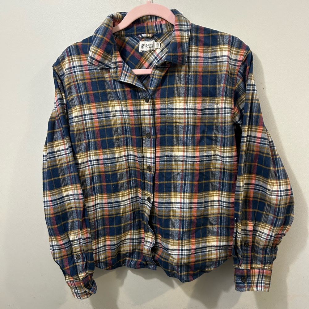 Alpine Design Small Plaid Flannel Shirt - Blue, Red, Yellow